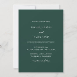 Elegante Emerald Green Minimalistisch Wedding Einladung