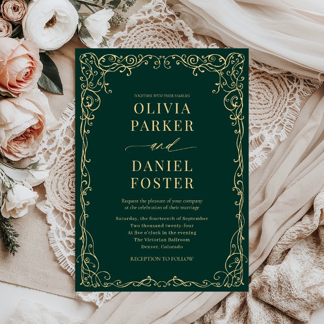 Elegante Emerald Green Minimalistisch Wedding Einladung (Von Creator hochgeladen)