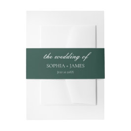 Elegante Emerald Green Minimalistisch Wedding Einladungsbanderole