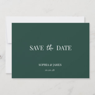 Elegante Emerald Green Minimalistisch Wedding Save The Date