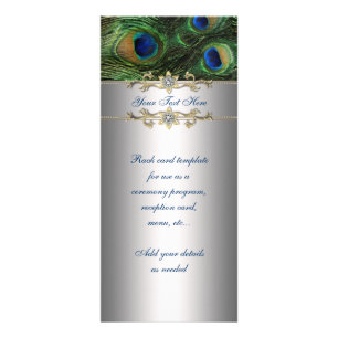 Elegante Emerald Green Peacock Rack Card Werbekarte