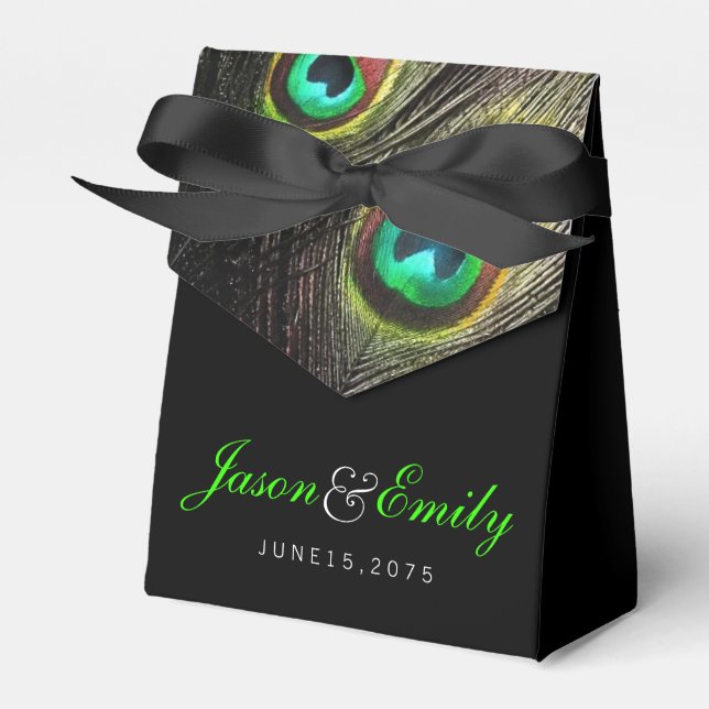 Elegante Emerald Green Peacock Wedding Geschenkschachtel (Vorderseite)