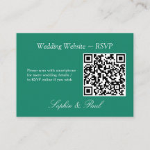 Elegante Emerald Green QR Code Website RSVP Card