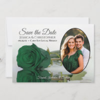 Elegante Emerald Green Rose Oval Foto Hochzeit