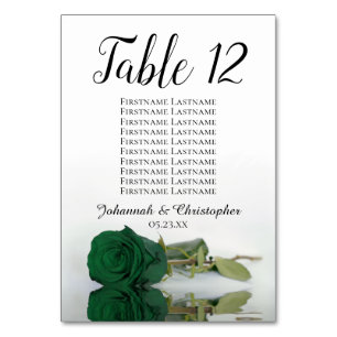 Elegante Emerald Green Rose Seating Chart Hochzeit Tischnummer