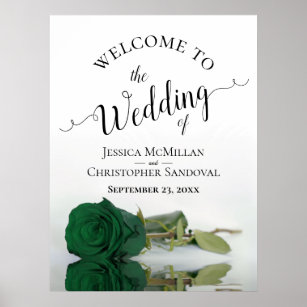Elegante Emerald Green Rose Stilvolle Hochzeitswil Poster
