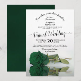 Elegante Emerald Green Rose Virtual Wedding Einladung