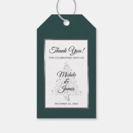 Elegante Emerald Green Silver Winter Wedding Geschenkanhänger