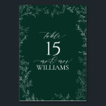 Elegante Emerald Green Wedding Tischnummer Card<br><div class="desc">Die "Elegant Emerald Green Wedding Tischnummer Card" ist eine raffinierte Ergänzung zu Ihrer Hochzeitsempfangsdekoration. Mit einem smaragdgrünen Hintergrund und gerahmt mit einem zarten, von Hand gezeichnet, grünen Rahmen strahlt diese Karte natürliche Eleganz aus. Die Tischnummer wird in einem sauberen, modernen Schriftart sichtbar dargestellt, um leicht lesbar zu sein. Diese hochwertigen...</div>