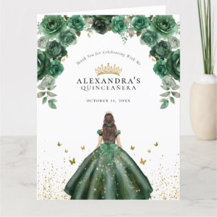 Elegante Emerald Quinceañera Imitats Foil Dankeskarte