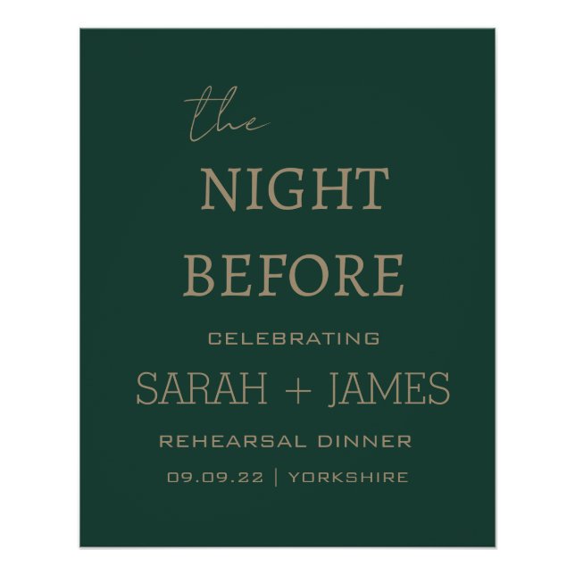 Elegante Emerald The Night Before Probe Dinner Poster (Vorderseite)