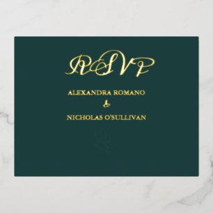 Elegante Emerald Wedding Meal Choice UAWG Foil Car Folie Einladungspostkarte