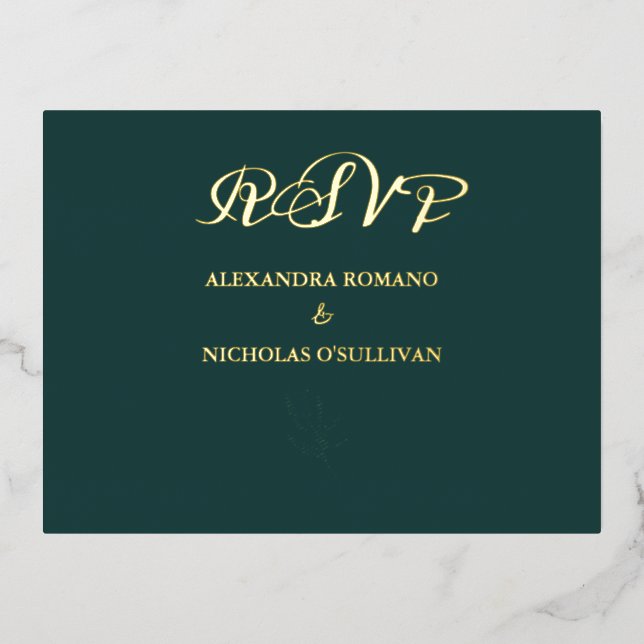 Elegante Emerald Wedding Meal Choice UAWG Foil Car Folie Einladungspostkarte (Vorderseite)