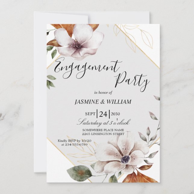 Elegante Engagement Party Einladung, individuell a Einladung (Vorderseite)