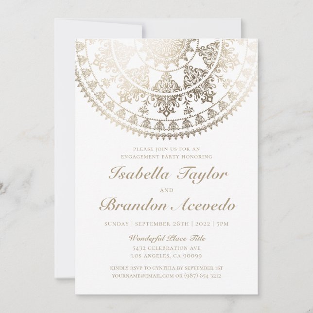 Elegante Engagement Party - Einladungen Gold (Vorderseite)