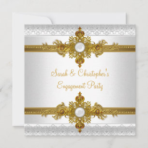 Elegante Engagement Party White Gold Jewel Einladung