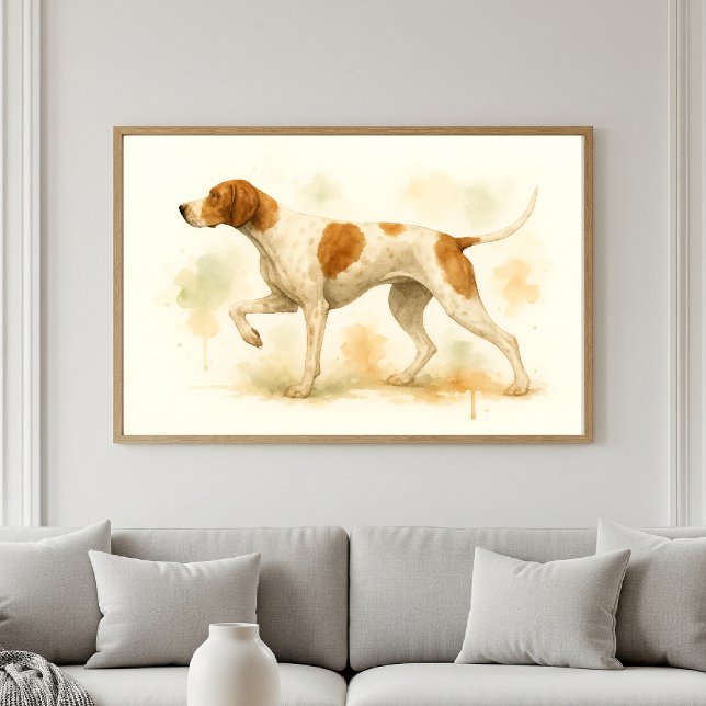 Elegante englische Pointer Dog Watercolor Poster (Von Creator hochgeladen)