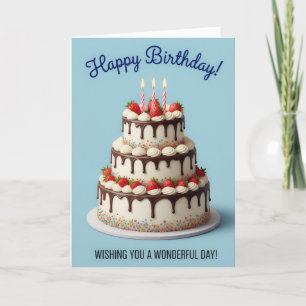 Elegante Erdbeer-Drip-Torte – Alles Gute zum Gebur Karte