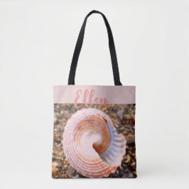 ELEGANTE ERDFARBEN MEERESMUSCHEL AUF STRANDTEXT TASCHE