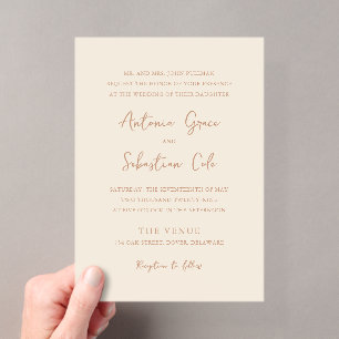 Elegante erdige Neutrale Moderne Hochzeit Acryleinladungen