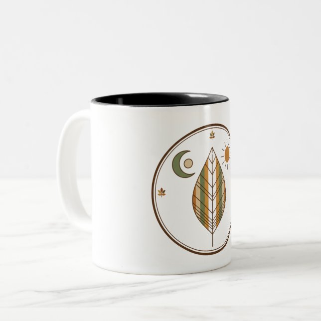 Elegante erdige Ockerbraune Moosgrüne Kaffeetasse (Vorderseite Links)
