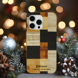 Elegante Erdtöne-Gitter – Harmonie in Schwarz und Case-Mate iPhone Hülle