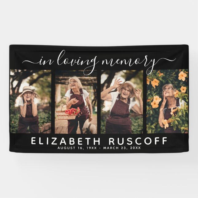 Elegante Erinnerung an das 4. Foto Collage Banner (Horizontal)