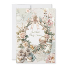 Elegante erste Blüten-Baby-Shower-Einladung mit Fl
