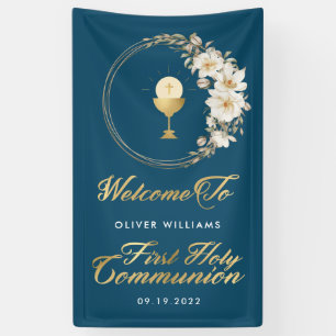 Elegante erste heilige Kommune Willkommen Banner