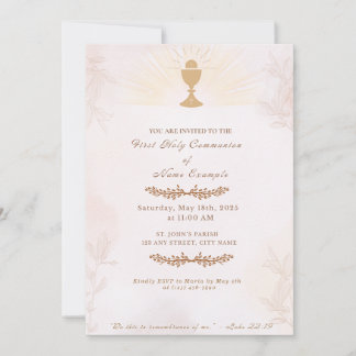 Elegante Erste Heilige Kommunion Einladung | Gold 