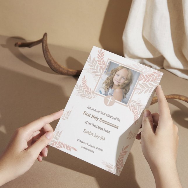 Elegante Erste Heilige Kommunion Einladung mit Fot (1)