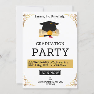 Elegante Escape: Beige & Gold Graduation Party Einladung