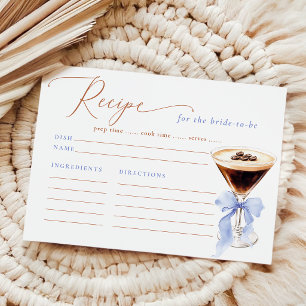 Elegante Espresso-Martini-Rezeptkarte Junggesellin Begleitkarte