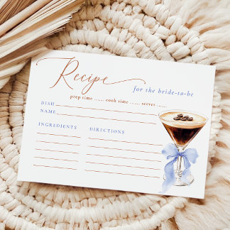 Elegante Espresso-Martini-Rezeptkarte Junggesellin Begleitkarte
