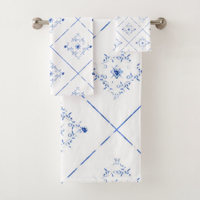 ÉLÉGANTE ET JOLIE SALLE DE BAINS BLEUE BLANCHE (En situation)