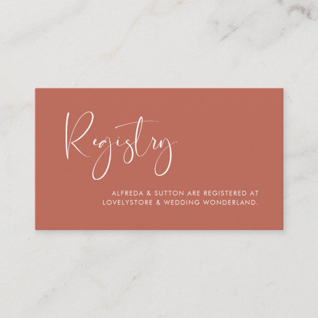 Elégante et moderne carte de registre mariage d'ar (Devant)