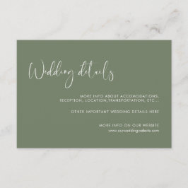 Elégante et moderne sauge foncée carte de détails 
