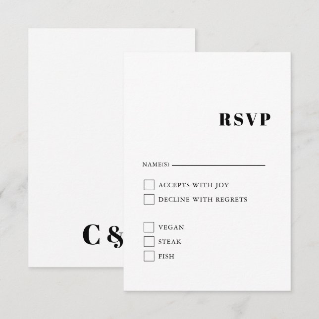 Elégante et tendance carte boîtier noir et blanc (Devant / Derrière)