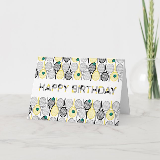 Elégante et tendance carte d'anniversaire de tenni (Devant)