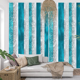 Elegante Ethereal Serene Türkis Streifen Tapete