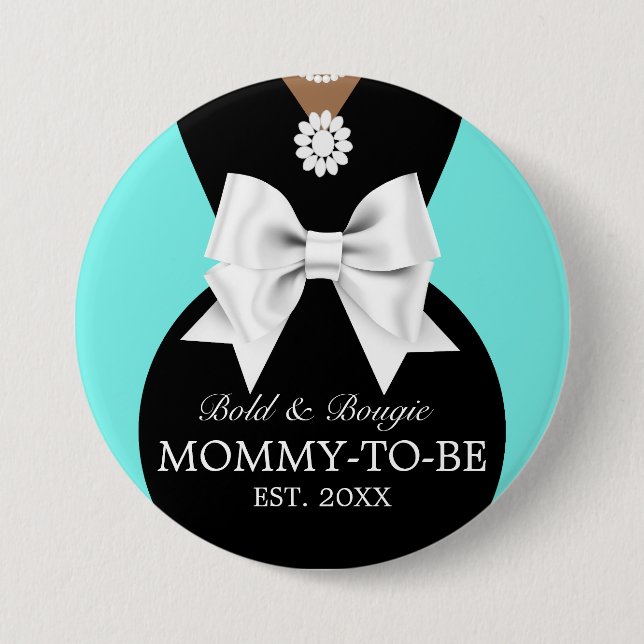 Elegante Ethnic Aqua Baby & Co Tiffany Babydusche Button (Vorderseite)