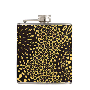 Elegante ethnische Floral Schwarz Gold Trinkflasch Flachmann