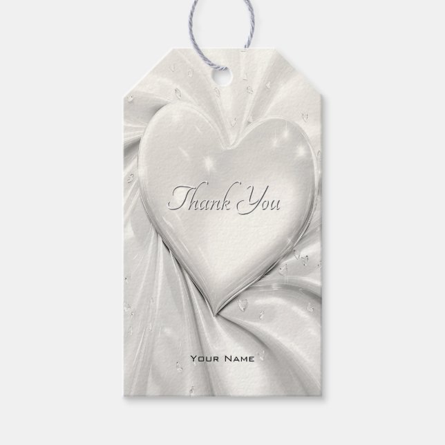 Élégante étiquette cadeau de coeur crème blanche (Devant)