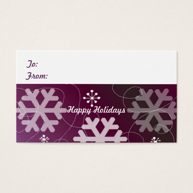 Élégante étiquette cadeau de flocon de neige viole (Devant)