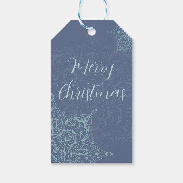 Élégante étiquette cadeau "Joyeux Noël" Snowflake (Devant)