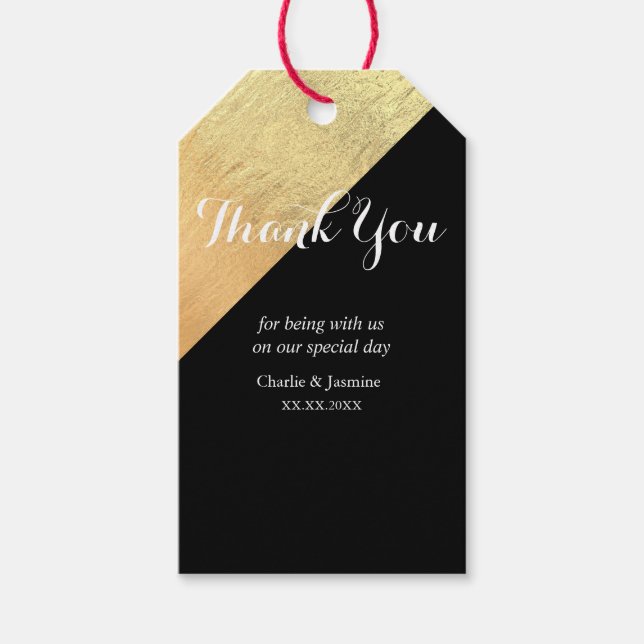 Élégante étiquette cadeau Mariage Black & Gold Foi (Devant)