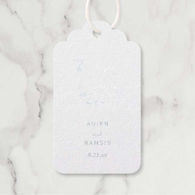 Élégante étiquette cadeau Mariage Foil moderne Blu (Recto)