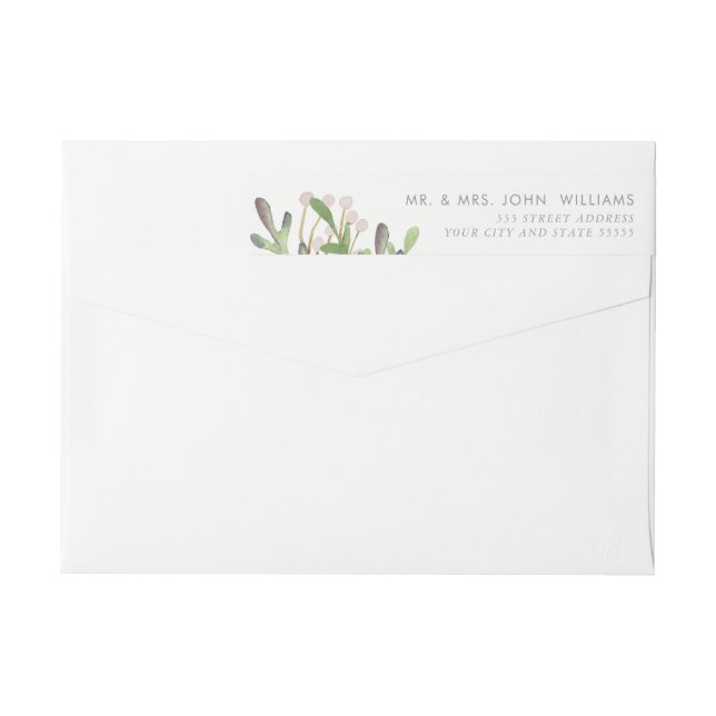 Élégante étiquette d'adresse de retour aquarelle (Dos)
