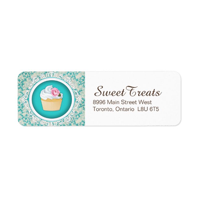 Élégante étiquette d'adresse de retour Cupcake (Devant)