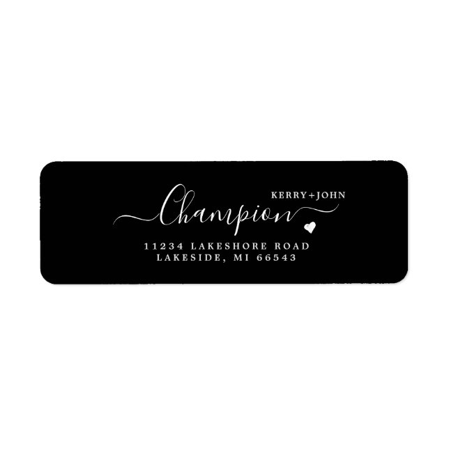 Élégante étiquette d'adresse de retour Mariage noi (Devant)